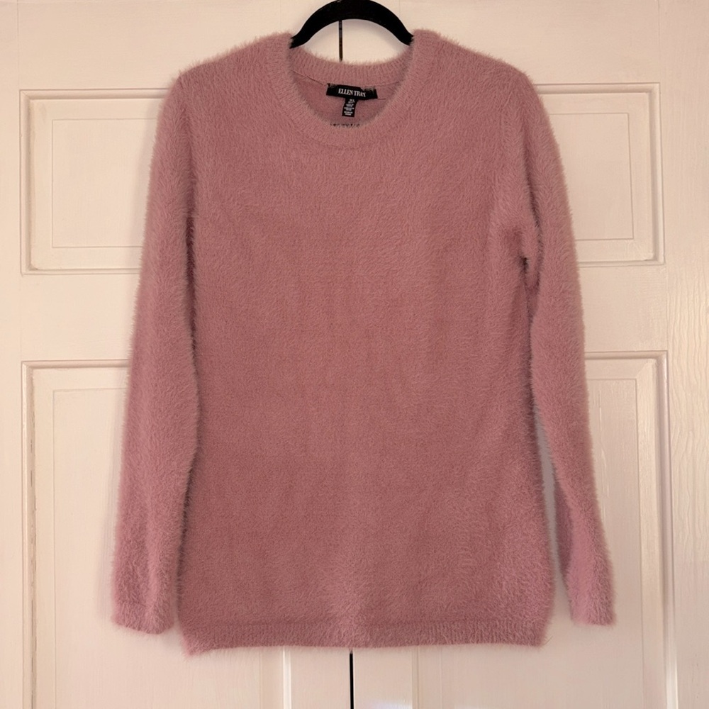 Ellen Tracy Pink Fuzzy Furry Metallic Shimmery Size Small Pink Sweater Pullover‎